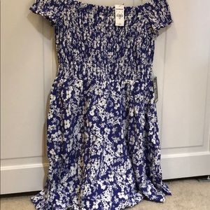 Off the shoulder blue floral dress